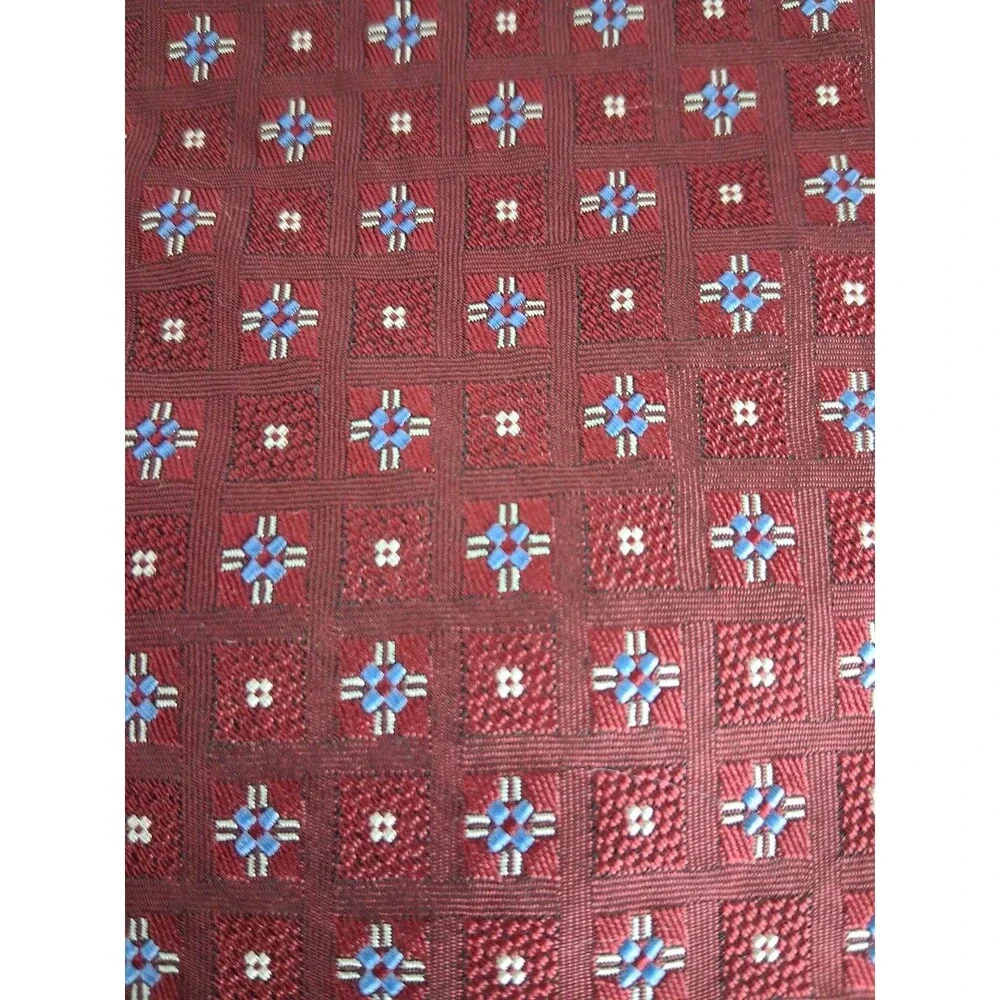 Lands End Burgundy Mens Silk Jacquard Handsewn Tie Preppy Business Professional